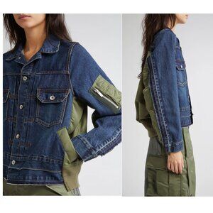 SACAI Denim & Nylon MA-1 Hybrid jacket sz S women's